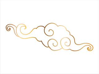 Obraz premium Tibetan sky. Smoke. Golden Asian cloud with moon, sun and stars. Japanese Korean Chinese cloud style. Asian traditional ornaments. Vector illustration