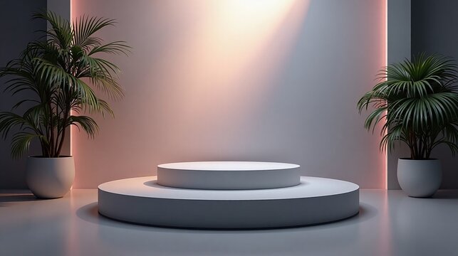Minimalist setting featuring light and plants.