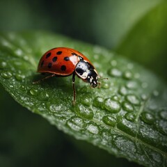 Fototapeta premium ladybug on leaf