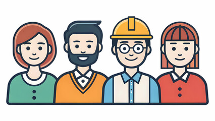 Fototapeta premium Illustration of a diverse group of business people in various poses and situations