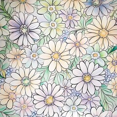 detailed seamless flowers in blue and purple image