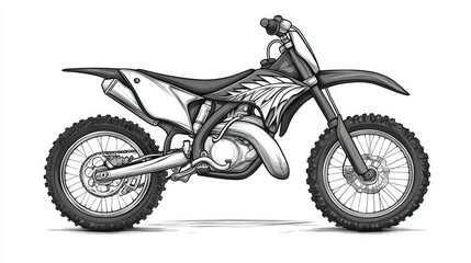 Obraz premium A grayscale illustration of a motocross dirt bike