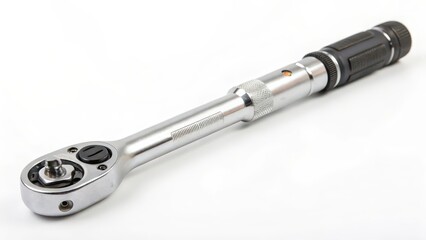 Chrome Torque Wrench on White Background