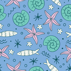 Undersea Pattern Summer Background Summer Seamless Pattern