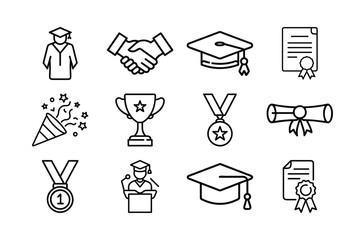 education icons set isolated