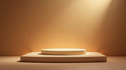 Golden stage with spotlight, evoking elegance and simplicity.