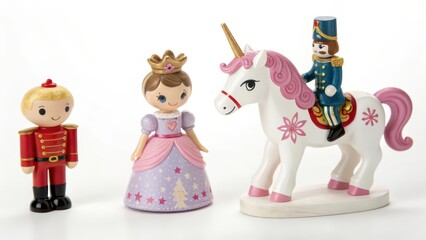 Fototapeta premium Figurine Set: Princess, Nutcracker, and Unicorn