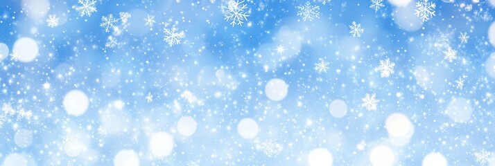 Winter Snowfall Background. Festive light bokeh