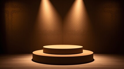 Fototapeta premium An inviting stage illuminated by two focused spotlights.
