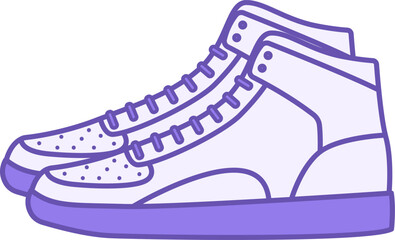Colored Shoes Icon. Vector Drawing. Product Worn On Feet To Protect From Cold. Sneakers. Fashion And Clothing Concept