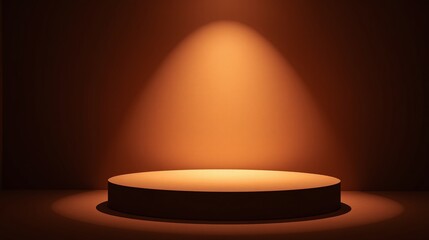 A illuminated podium in a dark room.