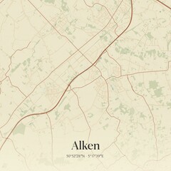 Vintage map of Alken, Belgium.
