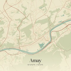 Fototapeta premium Vintage map of Amay, Belgium.