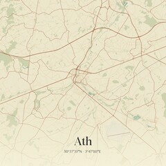 Vintage map of Ath, Belgium.
