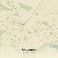 Vintage map of Beaumont, Belgium.