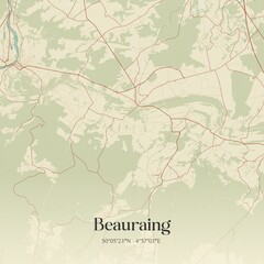 Vintage map of Beauraing, Belgium.