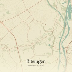 Fototapeta premium Vintage map of Bitsingen, Belgium.