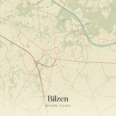 Vintage map of Bilzen, Belgium.