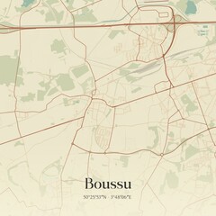 Obraz premium Vintage map of Boussu, Belgium.
