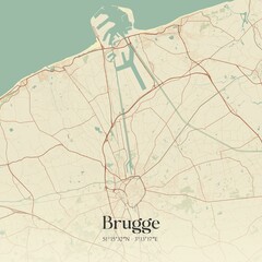 Vintage map of Brugge, Belgium.