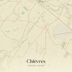 Vintage map of Chi�vres, Belgium.