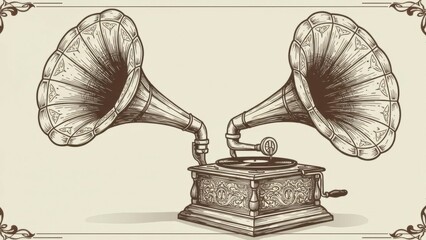 Vintage gramophone showcasing classic music and retro aesthetics.