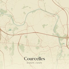 Vintage map of Courcelles, Belgium.