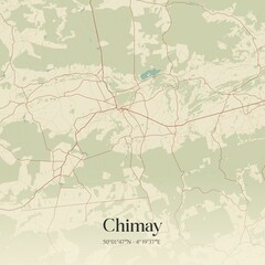 Vintage map of Chimay, Belgium.