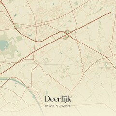 Fototapeta premium Vintage map of Deerlijk, Belgium.
