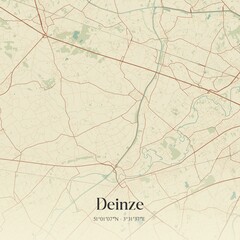 Vintage map of Deinze, Belgium.