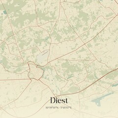 Fototapeta premium Vintage map of Diest, Belgium.
