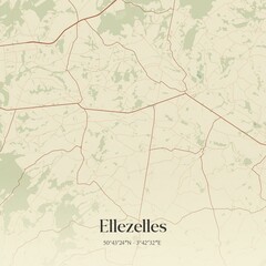 Vintage map of Ellezelles, Belgium.