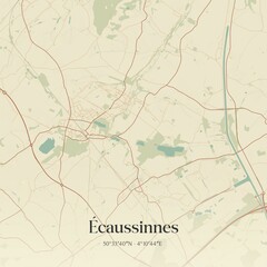 Vintage map of �caussinnes, Belgium.