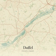 Vintage map of Duffel, Belgium.