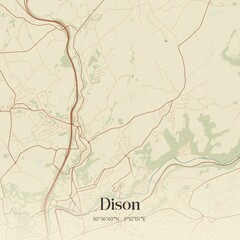 Vintage map of Dison, Belgium.