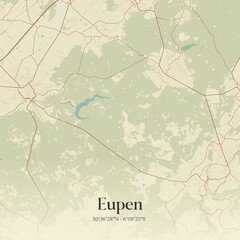 Vintage Map Eupen Belgium