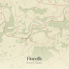 Fototapeta premium Vintage map of Floreffe, Belgium.