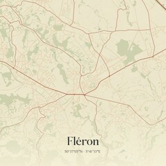 Vintage map of Fl�ron, Belgium.