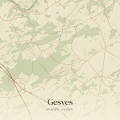 Vintage map of Gesves, Belgium.
