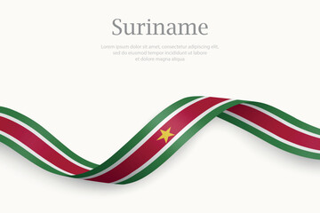 Suriname flag on Waving ribbon
