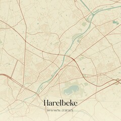 Vintage map of Harelbeke, Belgium.