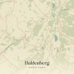 Vintage map of Huldenberg, Belgium.