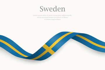 Sweden flag on Waving ribbon