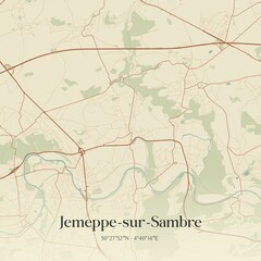 Fototapeta premium Vintage map of Jemeppe-sur-Sambre, Belgium.