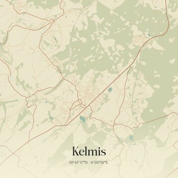 Vintage map of Kelmis, Belgium.