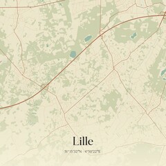 Fototapeta premium Vintage map of Lille, Belgium.