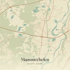 Vintage map of Maasmechelen, Belgium.