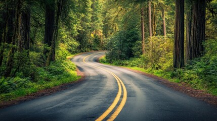 Winding Road Through Redwood Forest: A Journey Through Nature's Majesty