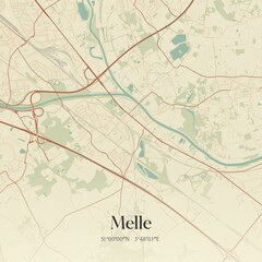 Vintage map of Melle, Belgium.