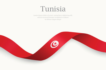 Tunisia flag on Waving ribbon